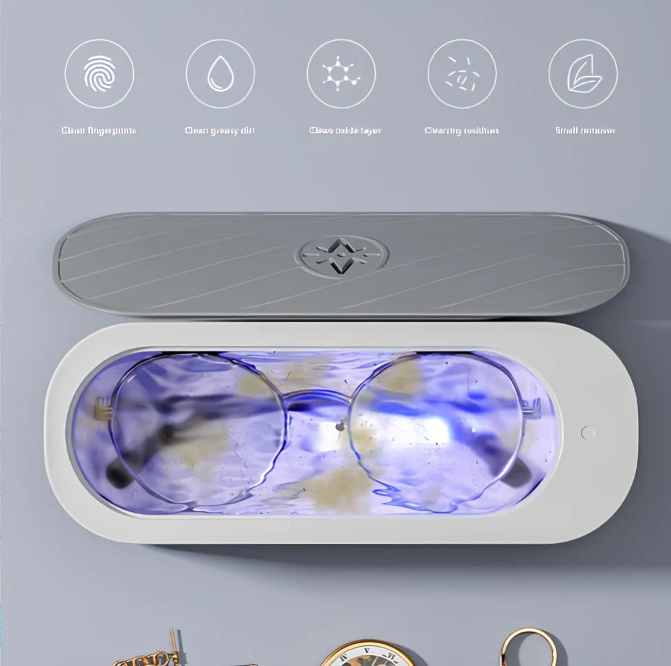 White ultrasonic glasses cleaner with 152mm chamber for cleaning eyewear and small items