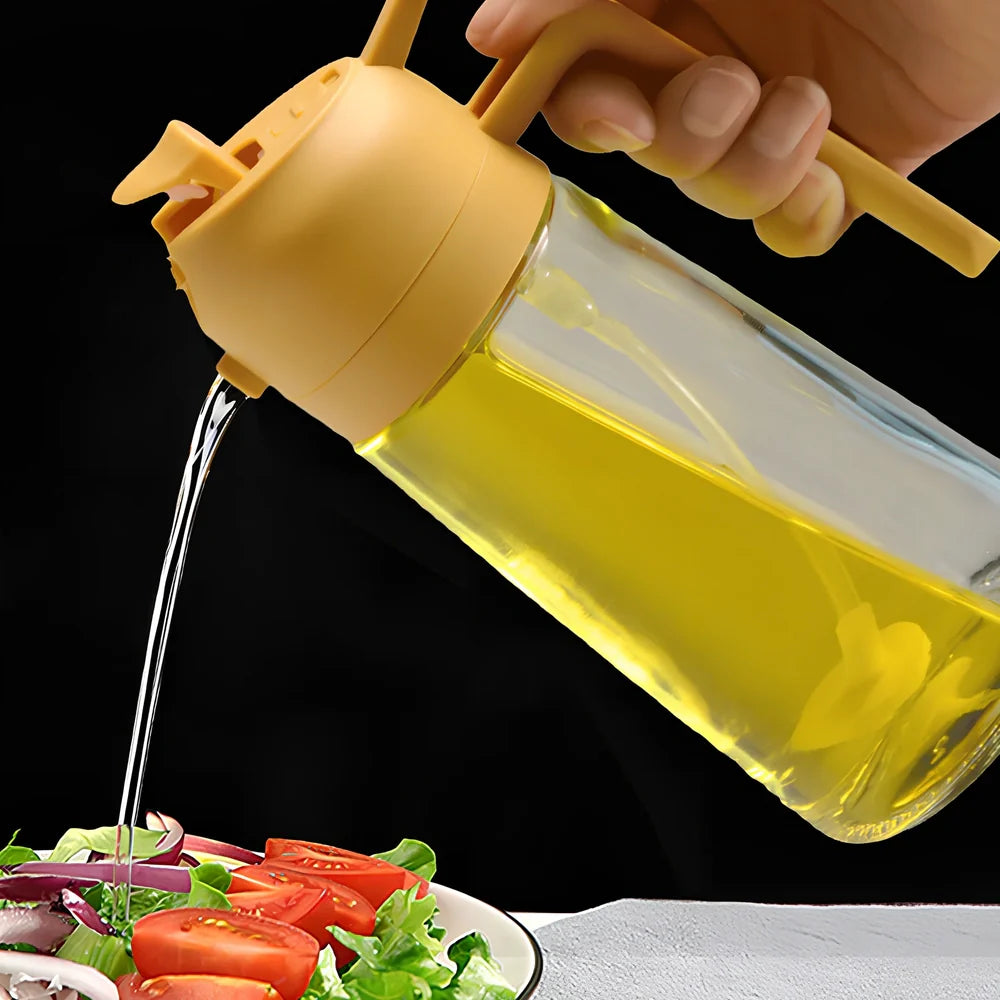 Spray oiler with automatic mechanism, transparent PP glass body showing oil level, 450ml capacity