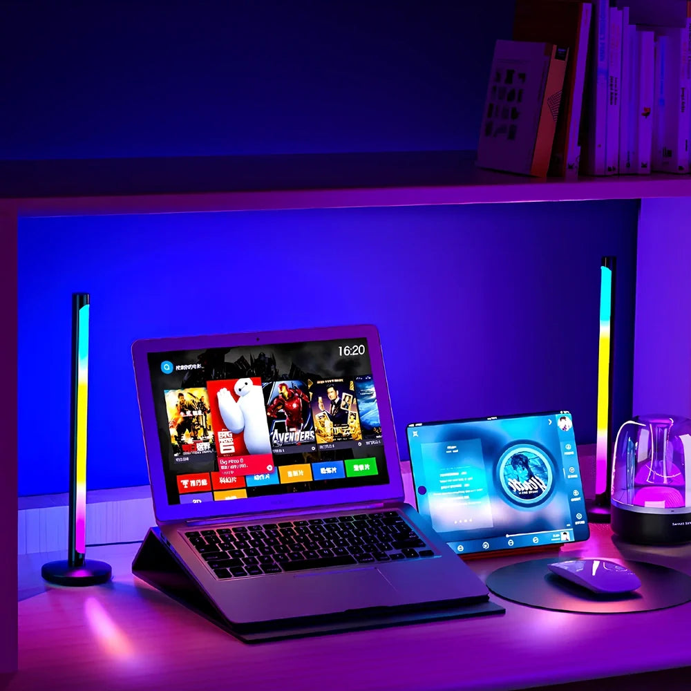 RGB music atmosphere light set with magnetic mounts and USB connectivity for desktop gaming rooms