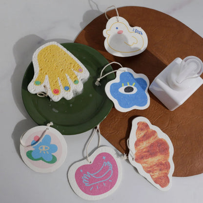 Bamboo fiber dish towel with cartoon patterns for kitchen cleaning