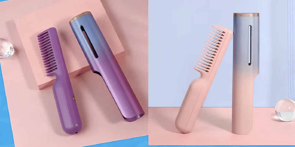 Wireless USB heating comb with 3D gradient colour and tourmaline ceramic conductor for dry hair