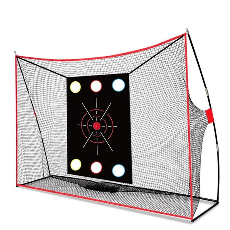 Swing Wedge Training Net for Golf Practice with 3-Hole Cross Net, 30x60cm Mat, and 10 Training Balls for Targeted Stroke Improvement