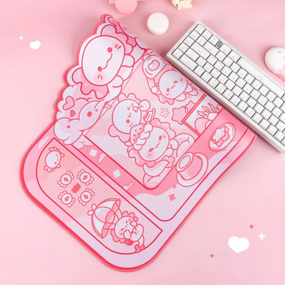 Hexagonal dragon crane machine pattern mouse pad measuring 75 by 40 centimetres with integrated wrist support