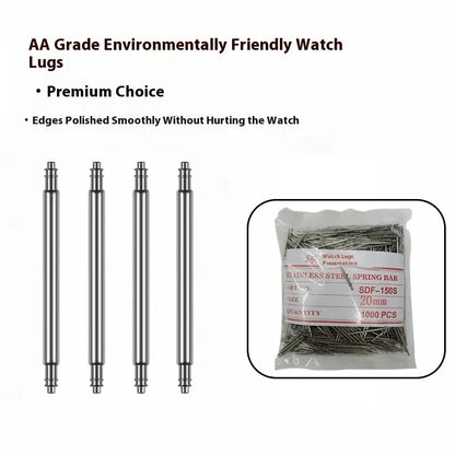 Watch bolt, auricular needle and spring shaft set for watch band repair in six sizes from 21mm to 26mm.