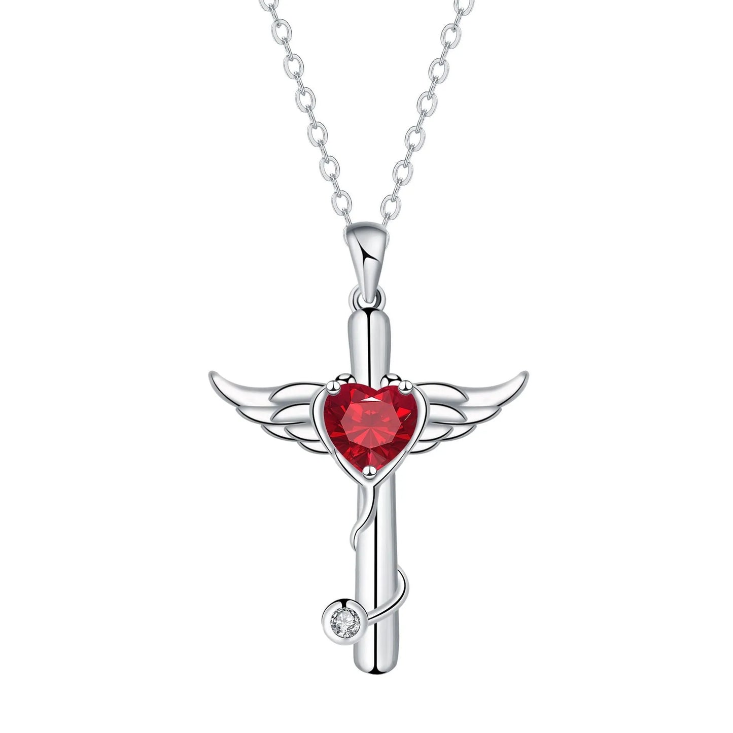 Wings cross stethoscope necklace for women in electroplated copper with diamond colour accents