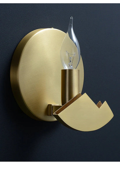 Copper wall lamp with marble shade measuring 20cm by 10.5cm