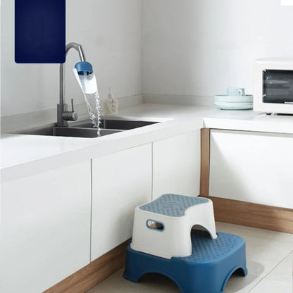 Children's blue and red faucet extender wash station for easy handwashing