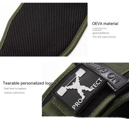 Men's large fitness belt in army green for lumbar support during workouts
