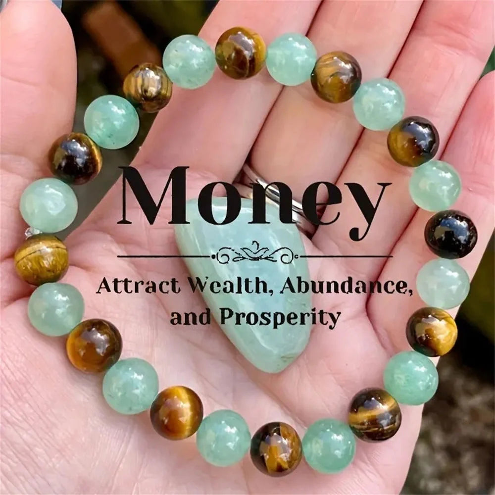 Natural Tigereye Green Aventurine Bracelet with ethnic style design