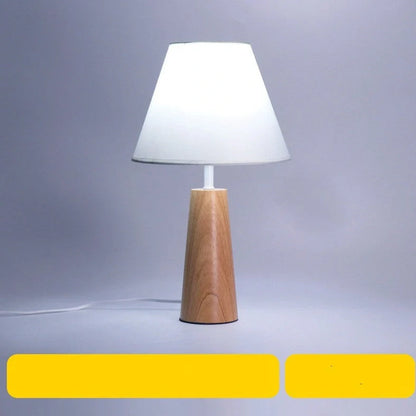 Solid wood bedside lamp with bamboo holder, 40cm height, 8cm base, wood colour finish