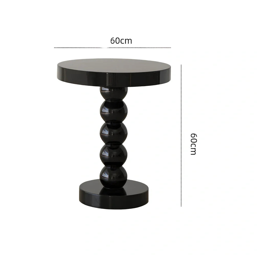 Vintage solid wood round bedside table with 40cm diameter top in minimalist design