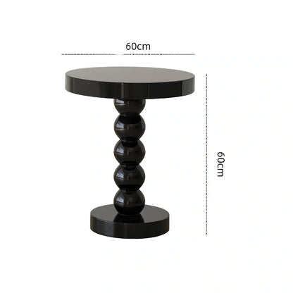 Vintage solid wood round bedside table with 40cm diameter top in minimalist design