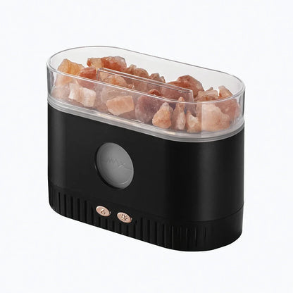 Black desktop atmosphere lamp with flame effect and humidifier functions, measuring 168mm tall