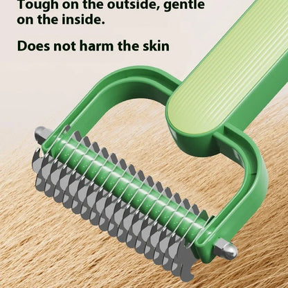 Fashion Creative pet hair unknotting comb with stainless steel teeth in green and grey colours, small and large sizes