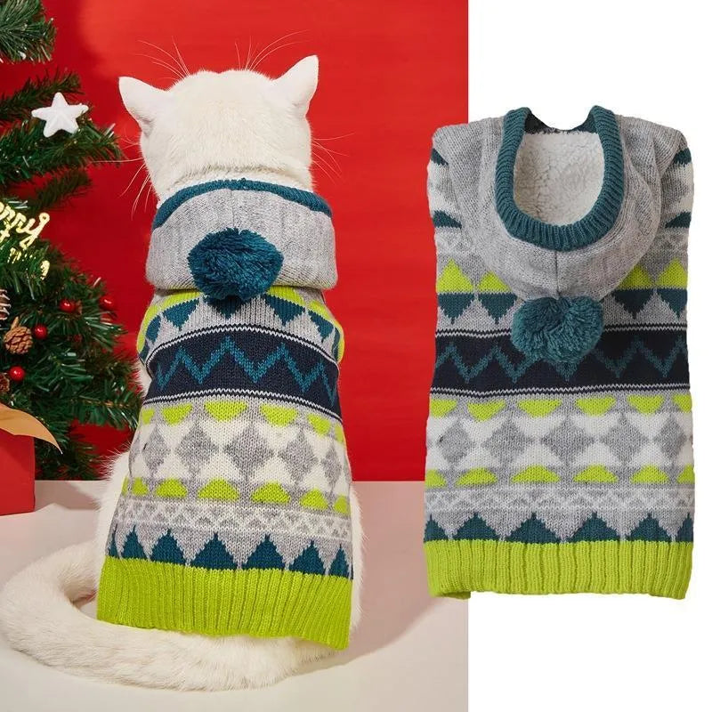 Classic diamond pattern pet sweater for dogs and cats in acrylic knit