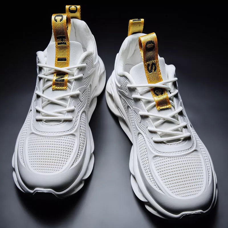 Men's invisible heightening shoes with breathable mesh in black and white