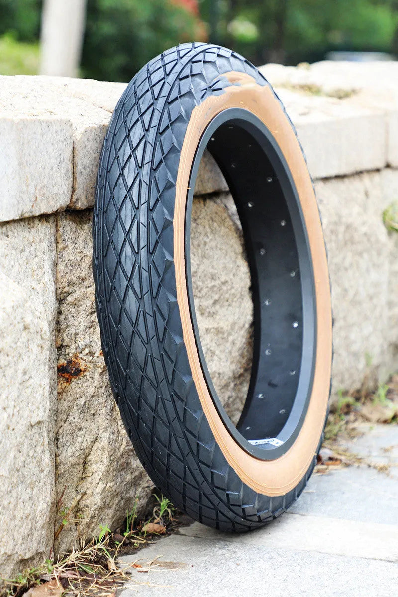 Brown rubber tyre for snowmobile and electric beach car, size 20x4.0 inches.