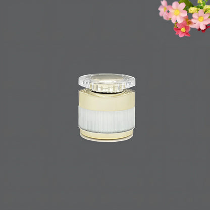 Acrylic cosmetics bottles in champagne gold and brushed white with vacuum sealing, various sizes from 5g to 120ml