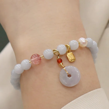 Gold plated women's bracelet with artificial crystal aquamarine chalcedony pendant in climbing cat design