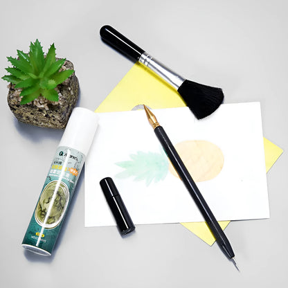 Scratch art repair kit with scraper pen, repair solution, brush, small scraper, and bamboo stick components