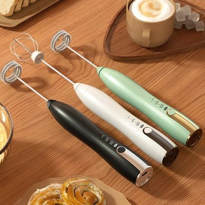 Stainless steel handheld electric whisk with wireless design and multiple speed settings for kitchen use