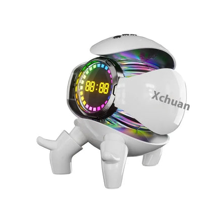 Mech Monster smart clock Bluetooth speaker with alarm, 6W output, 1800mAh battery, ABS+PC housing, white or yellow