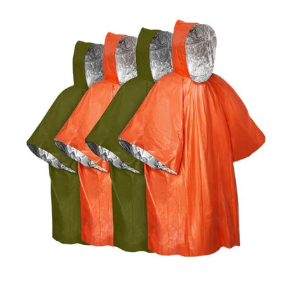 Marathon Wild cross-country raincoat in orange and army green colours showing 100x130cm waterproof protection