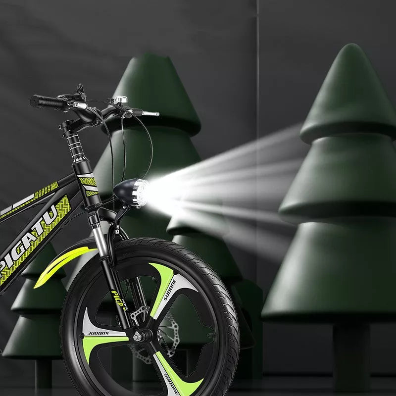 Children's red 22-inch mountain bike with shock absorption for smooth off-road rides