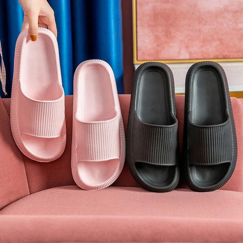 Unisex EVA slippers in various colors, including white, yellow, green, blue, black, khaki, grey, pink, and orange