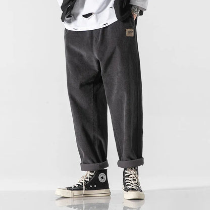 Men's corduroy loose straight trousers in multiple colour options for autumn winter casual wear