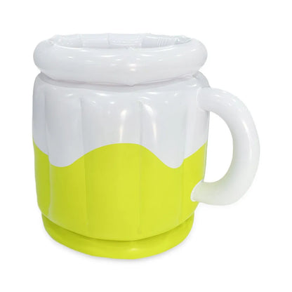 Bright yellow inflatable PVC ice bucket for portable drink cooling at parties and outdoors.