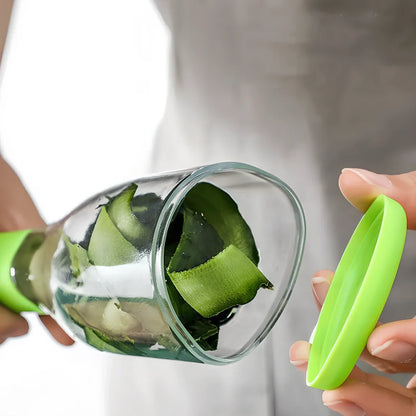 Red multifunctional peeling knife with 22cm stainless steel blade and protective storage tube for kitchen use