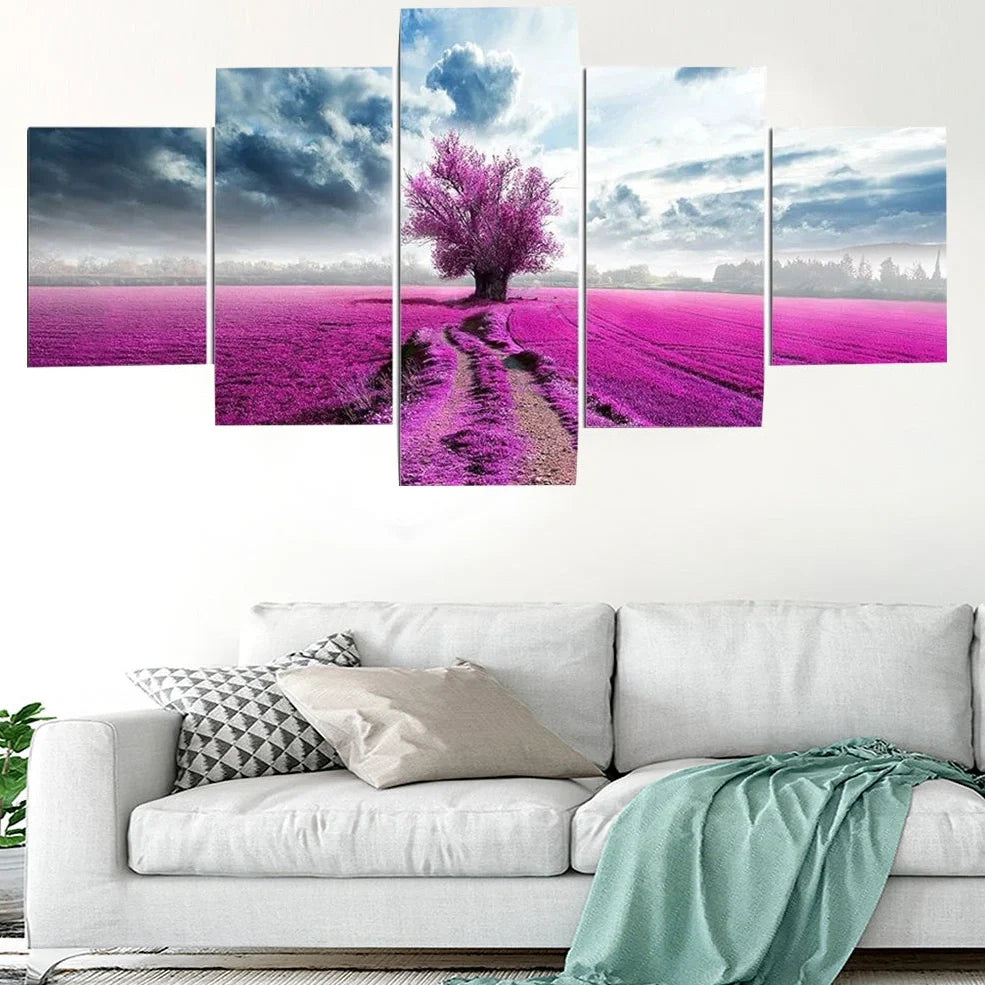 Five coordinated canvas wall art posters in multiple sizes for gallery wall display