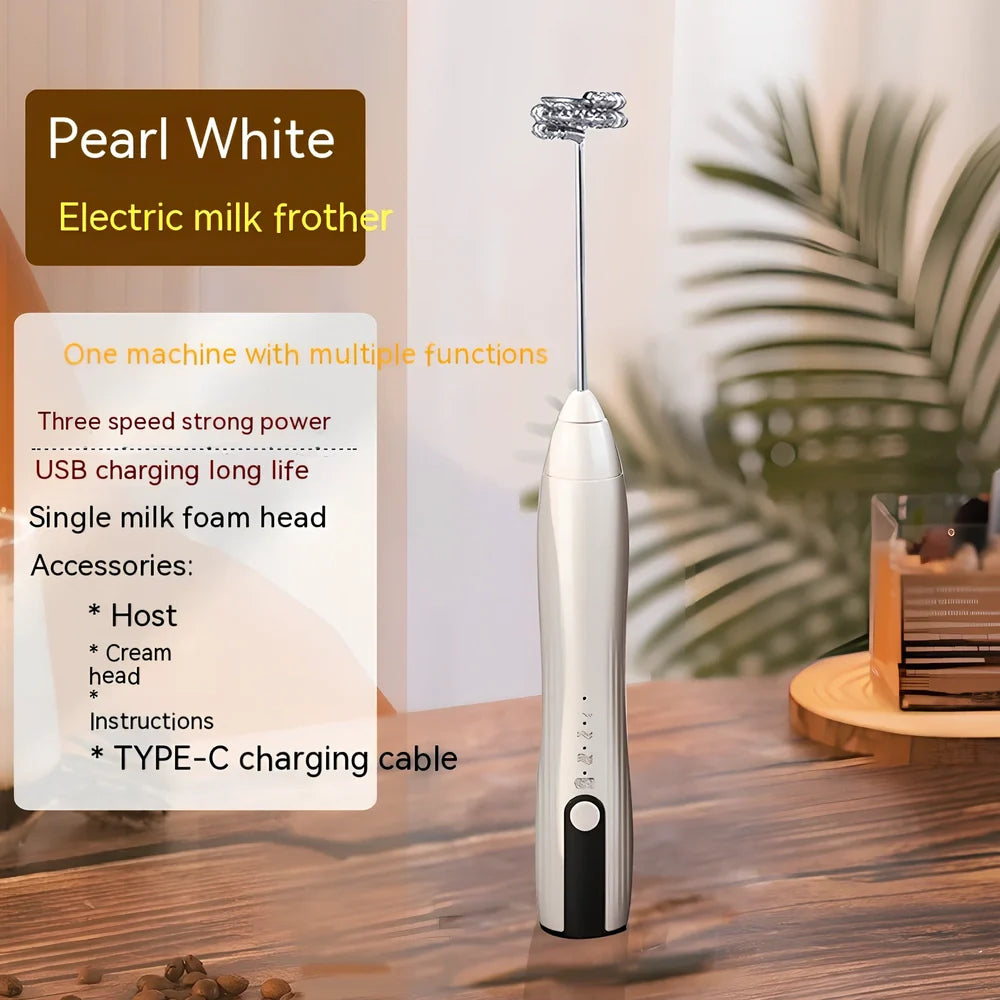 Stainless steel handheld electric whisk with wireless design and multiple speed settings for kitchen use