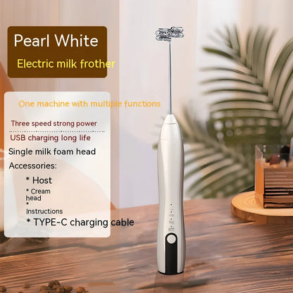 Stainless steel handheld electric whisk with wireless design and multiple speed settings for kitchen use