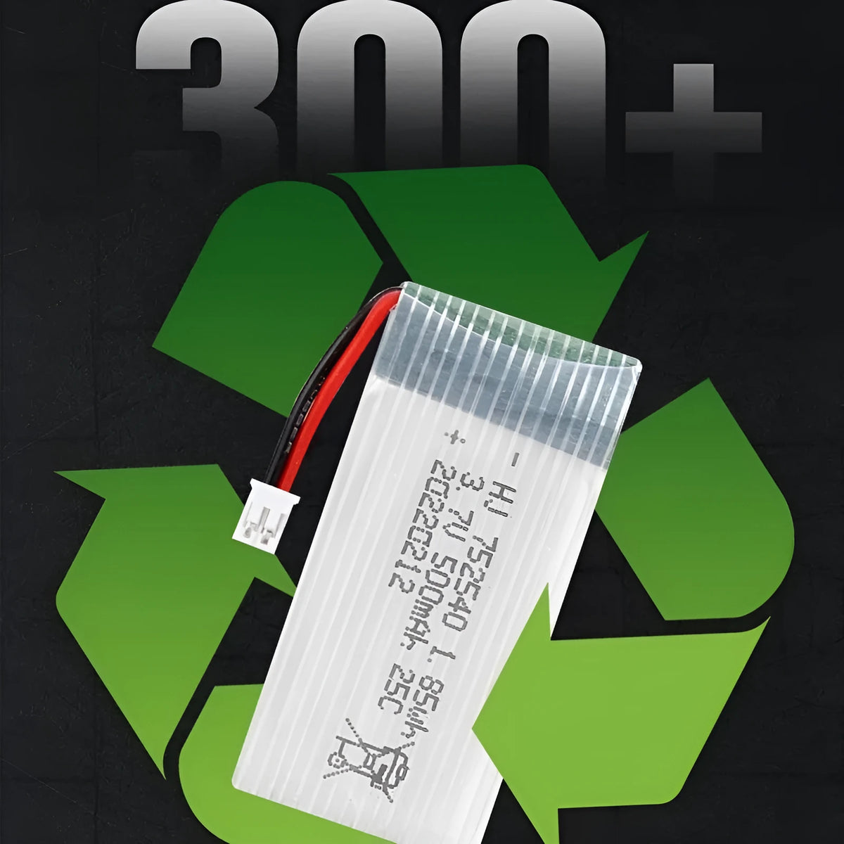3.7V 500mAh 1S Li-Po drone battery, 44.6mm x 25mm x 8mm, for X5C RC model aircraft with JST PH2.0 SM XH2.54 plug options