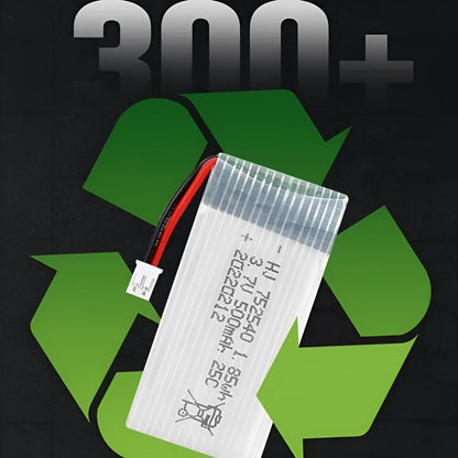 3.7V 500mAh 1S Li-Po drone battery, 44.6mm x 25mm x 8mm, for X5C RC model aircraft with JST PH2.0 SM XH2.54 plug options