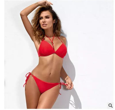 Women's push-up bikini set with leopard print design, available in sizes S to XL