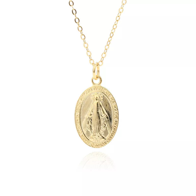 S925 Vintage Cameo Necklace with oval pendant and cross chain design