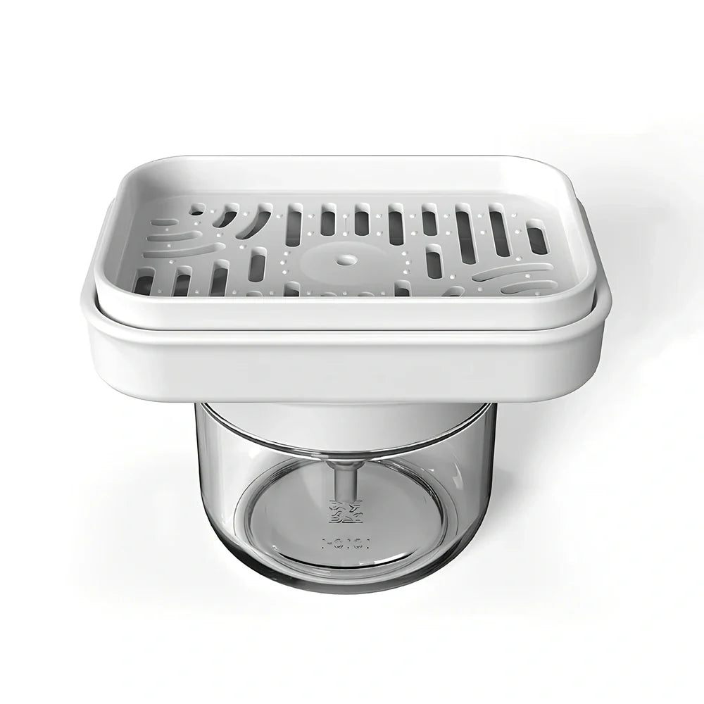 Automatic liquid dispenser with press mechanism in PP soda glass, 15ml portion control