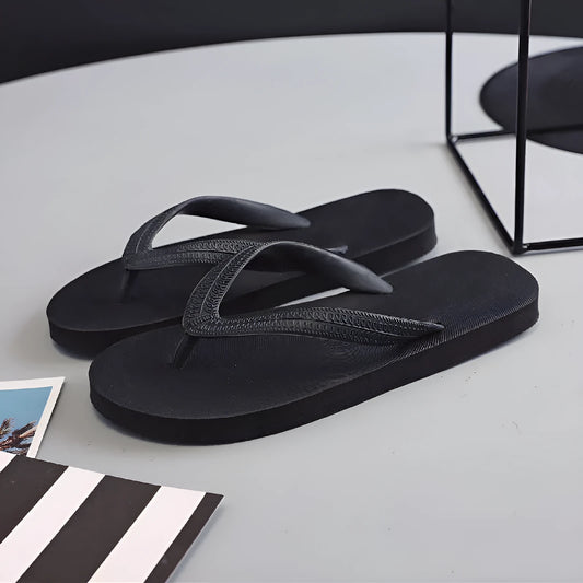 Fish label design rubber beach flip-flops with non-slip soles in four colour options