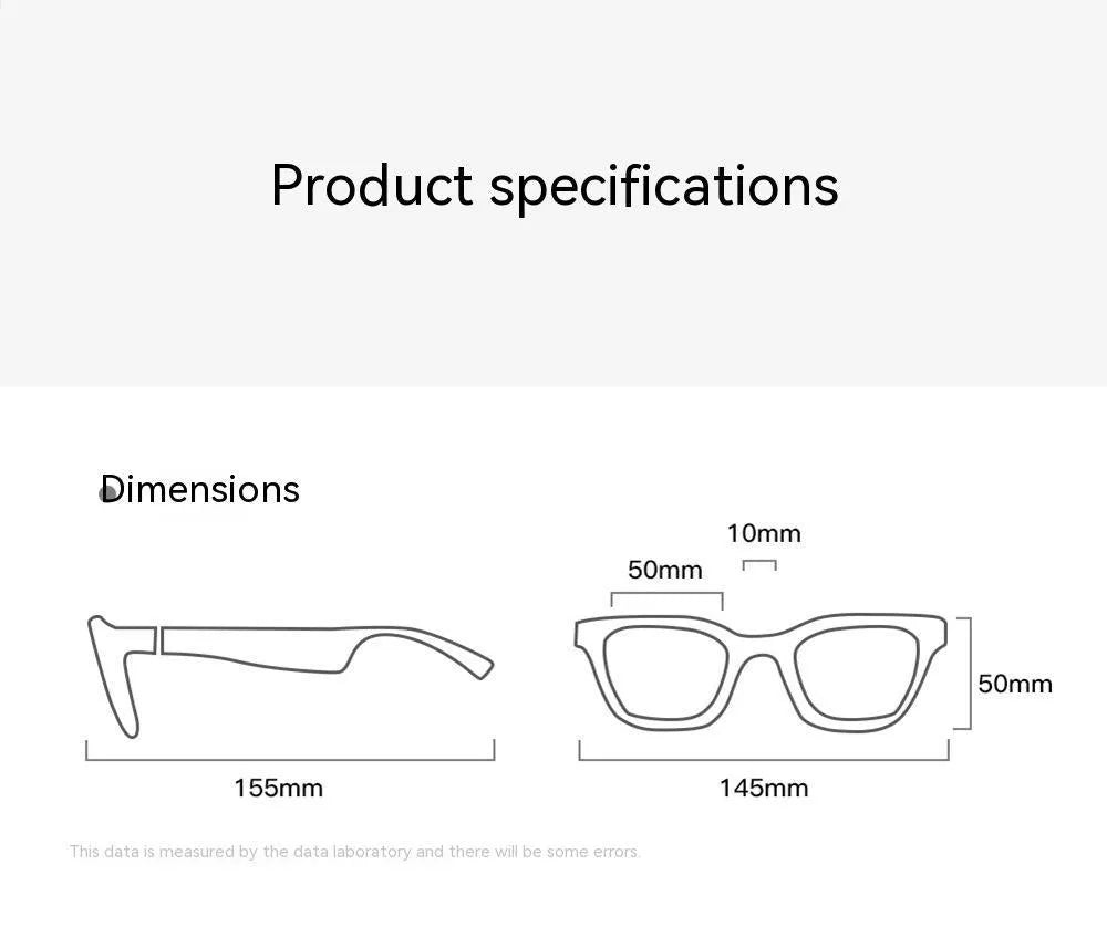 Black and Transparent Bluetooth Smart Glasses with TR90 Frame