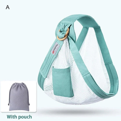 Adjustable baby wrap carrier in various colors for comfortable infant carrying