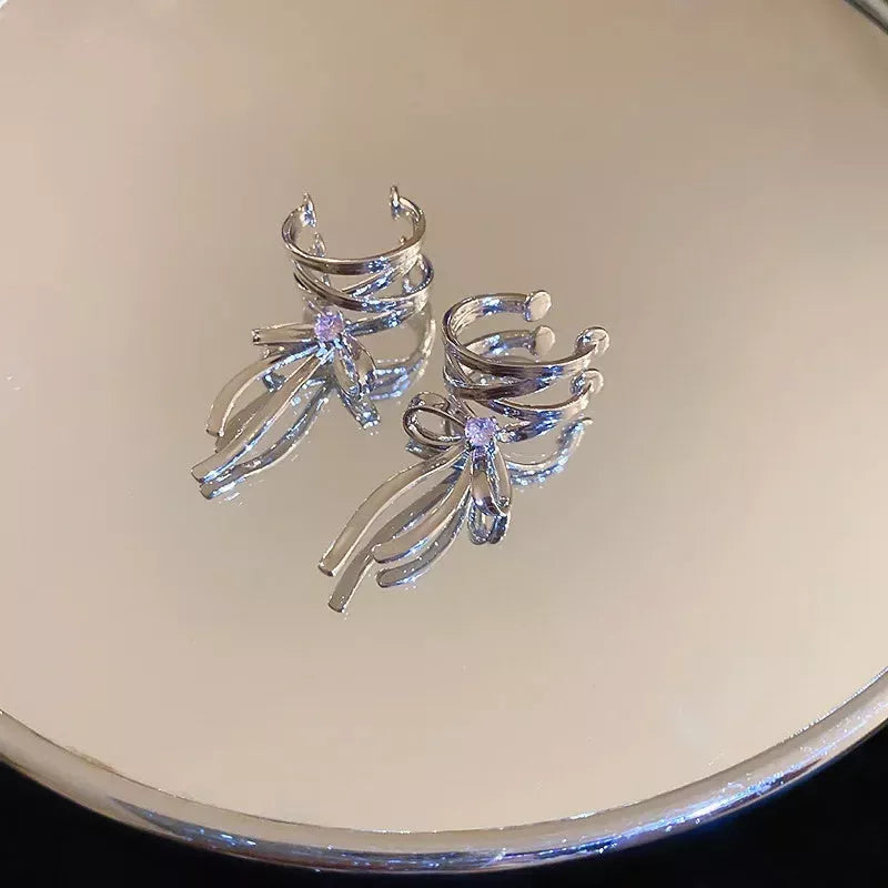 Ballet Style Ribbon Bow-knot Non-Piercing Ear Cuff for Women - Fashion Jewelry