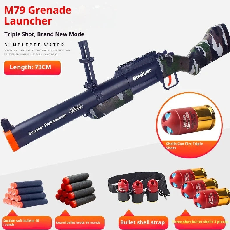 Three-piece golden ring howitzer children's toy soft bullet gun with bullets and accessories