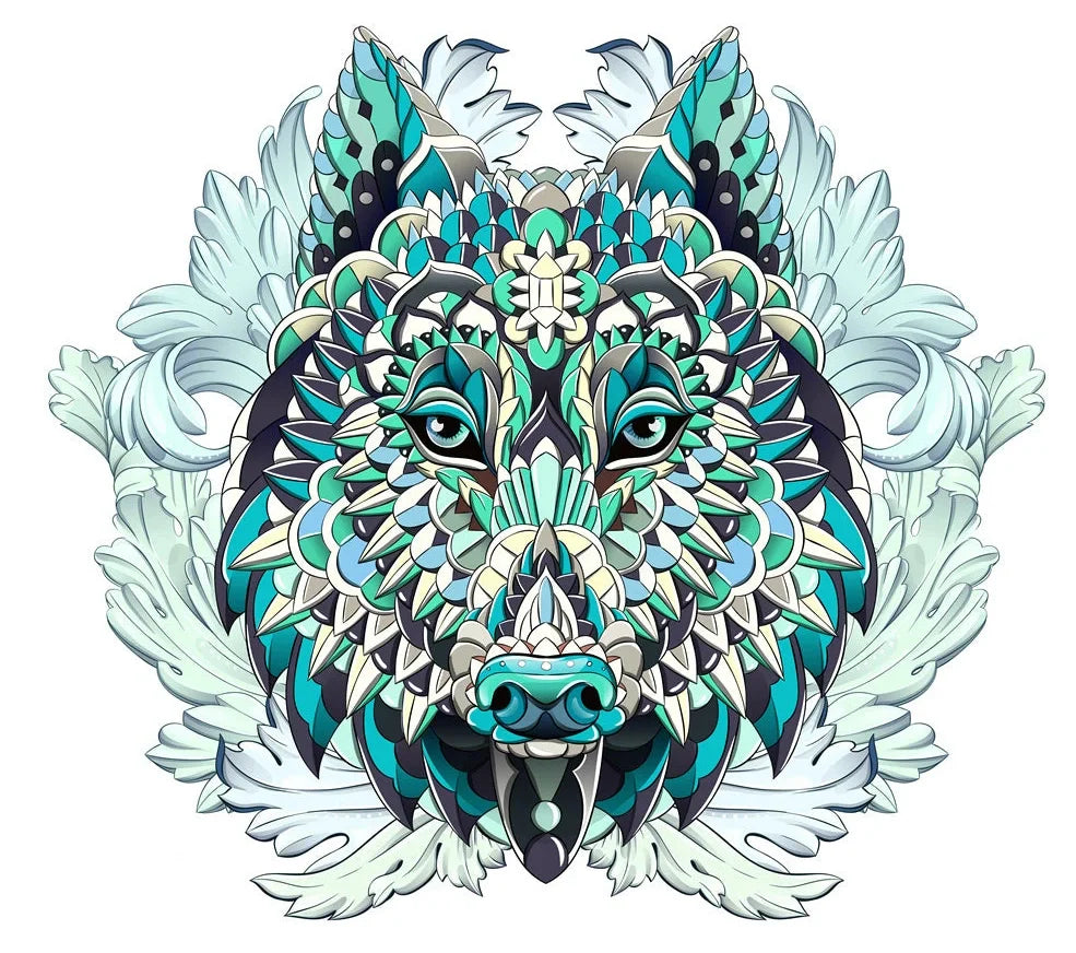 Wooden jigsaw puzzle with colourful elephant and turtle shaped pieces in A3, A4, A5 sizes