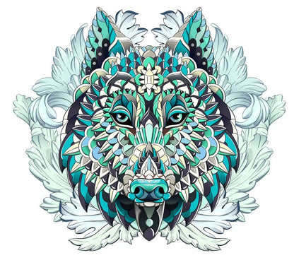 Wooden jigsaw puzzle with colourful elephant and turtle shaped pieces in A3, A4, A5 sizes