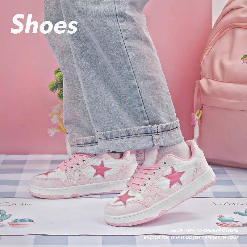 Denim skate shoes with flat rubber sole, lace-up front, and mesh lining in black, green, or pink.