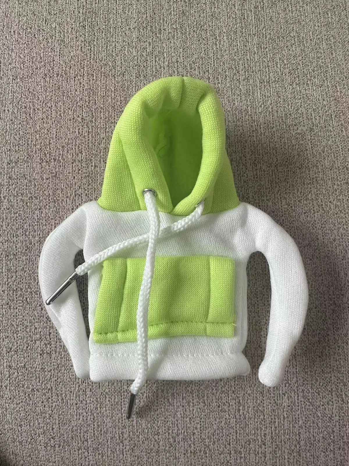Polyester car gear lever hooded cover in red and white hat design, dimensions 12x13 cm.