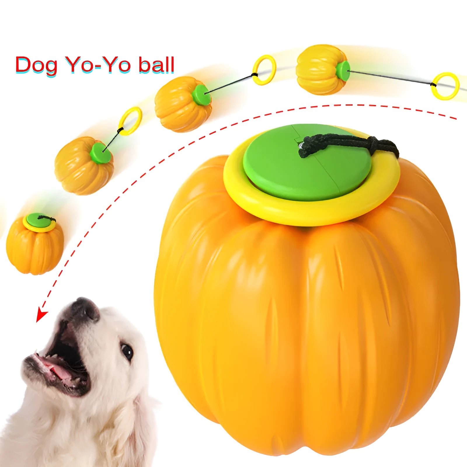Halloween pumpkin shaped plastic dog chew ball with squeaker in orange colour